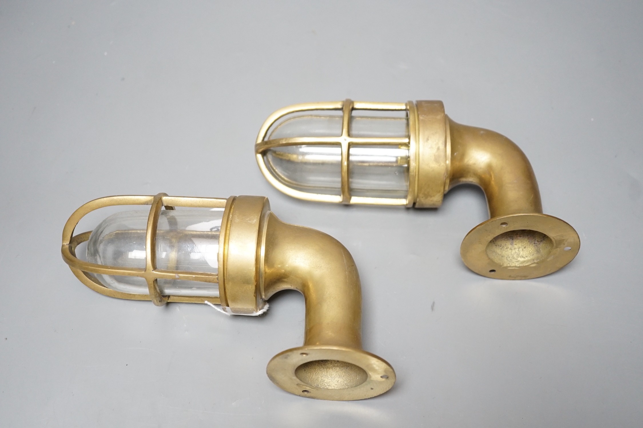 A pair of brass ship's lights. 22cm wide